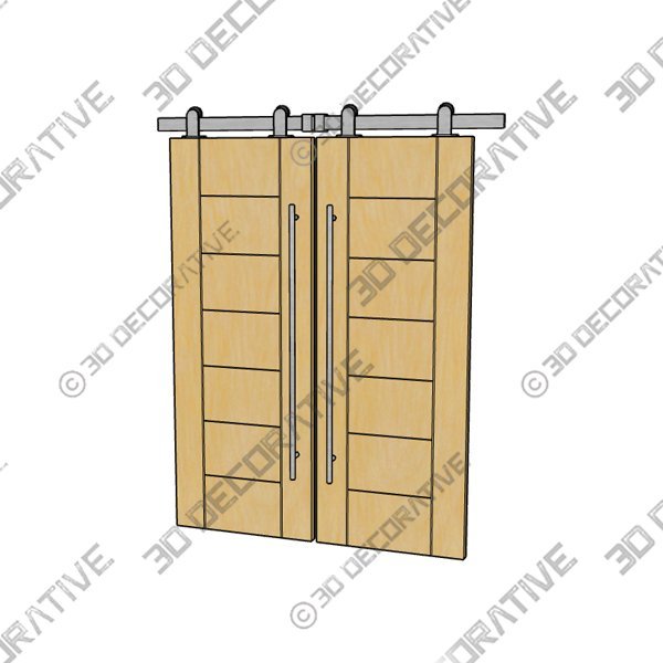 80″ Birch Brentwood Solid Contemporary Double Barn Door