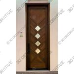 Diamond Mahogany 3 Lite Contemporary Modern Shaker Exterior Single Door - 3D Decorative