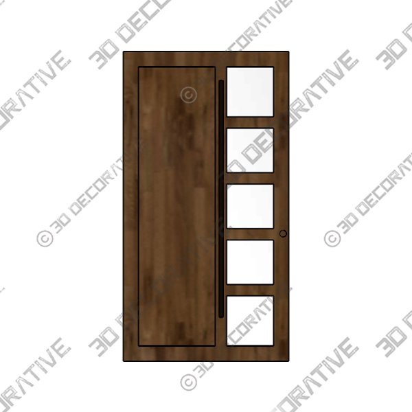 G102SQ-SH Mahogany Contemporary Modern Shaker Pivot Door - 3D Decorative