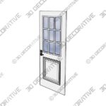 9 Lite Clear Glass Steel Doors - 3D Decorative