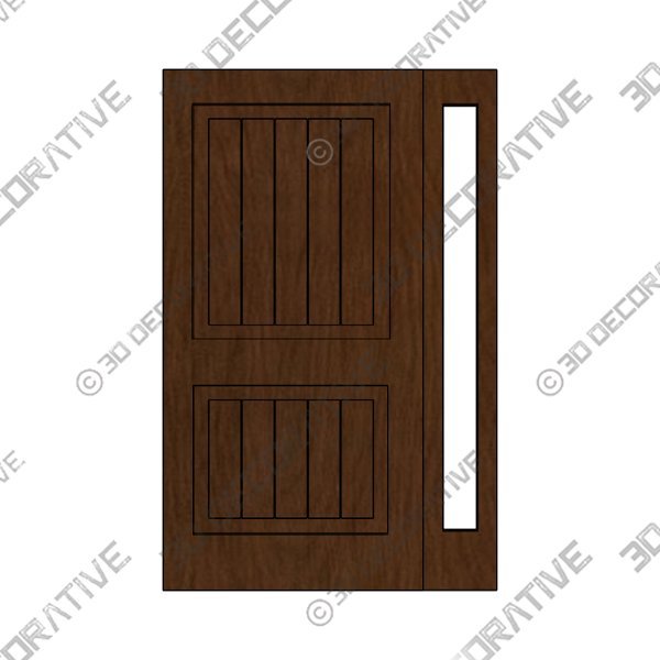 Knotty Alder Square Top Door, R-Sidelite, R-Handed, Provincial, 50"x80" - 3D Decorative