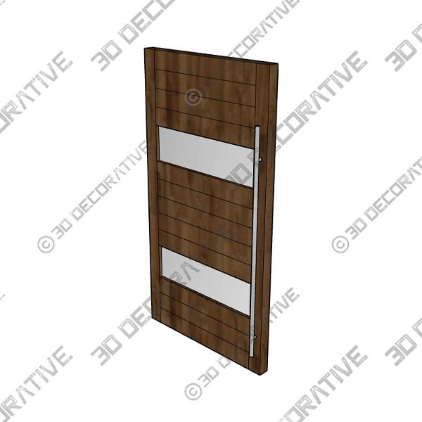 MR5G10-201 Mahogany 2 Lite Contemporary Modern Shaker Pivot Door - 3D Decorative