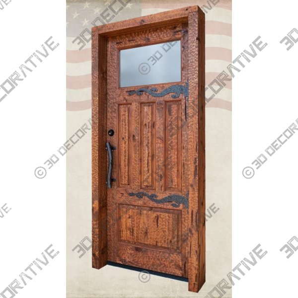 Flowing Chiseled Iron Straps Door: Handmade Wrought Iron Ornamental Hinge – HH1437