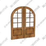 96″ Mahogany Pinehurst TDL 8 Lite Double Door/Round Top - 3D Decorative