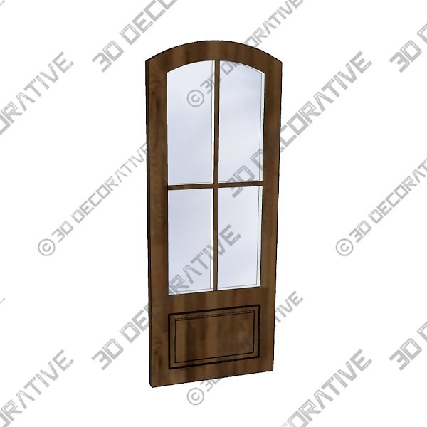 G7504-ART-OG Mahogany 1 Panel Arch Top 3/4 Lite SDL 4 Lite Exterior Single Door - 3D Decorative