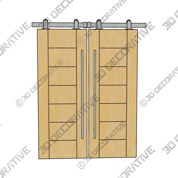 80″ Birch Brentwood Solid Contemporary Double Barn Door