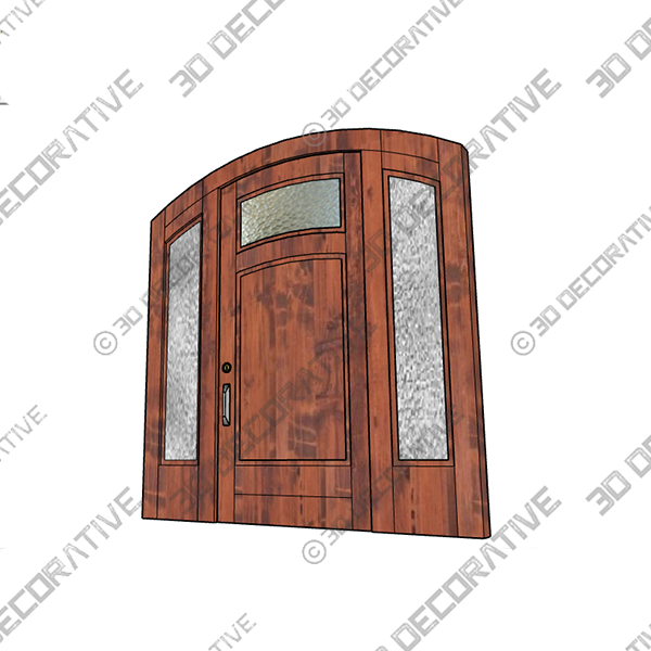 Arched Craftsman Entrance Door: Solid Wood, Water Glass Sidelight – AD6269 - 3D Decorative