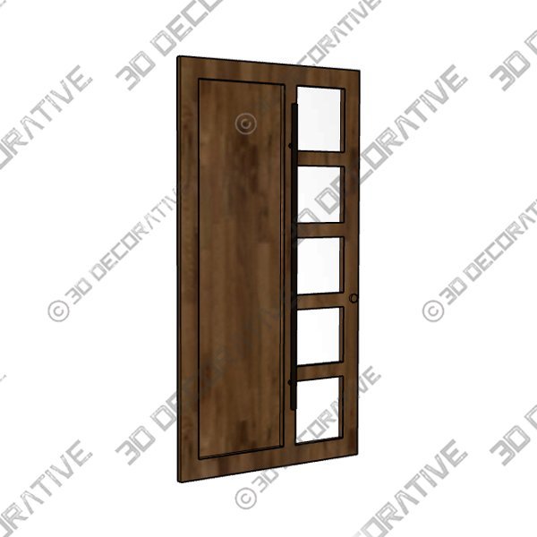 G102SQ-SH Mahogany Contemporary Modern Shaker Pivot Door - 3D Decorative