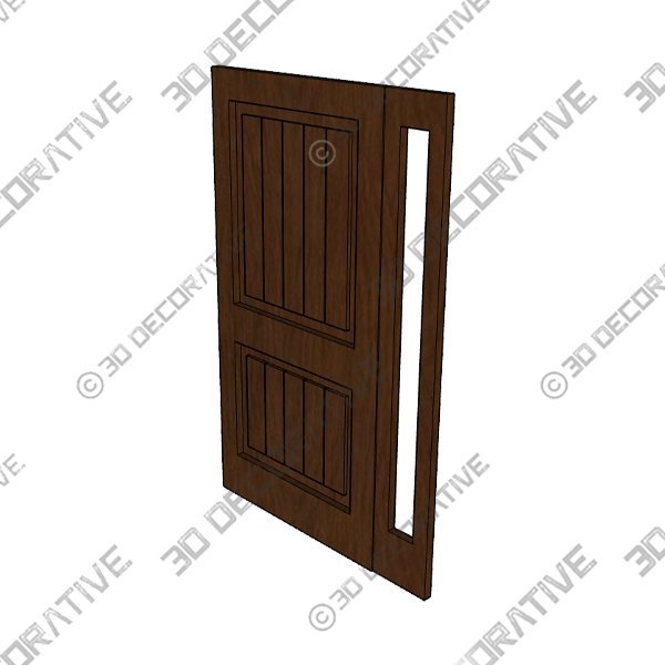 Knotty Alder Square Top Door, R-Sidelite, R-Handed, Provincial, 50"x80" - 3D Decorative