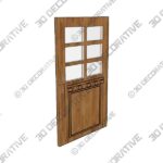 96″ Craftsman Mahogany 1 Panel TDL 6 Lite Square Single Door/2Sidelite & Rec Transom, Dutch Door - 3D Decorative