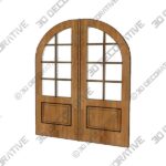 96″ Mahogany Pinehurst TDL 8 Lite Double Door/Round Top - 3D Decorative