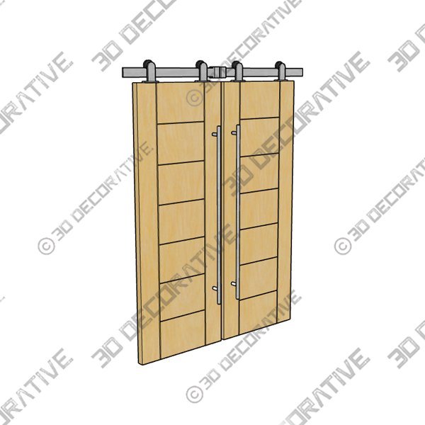 80″ Birch Brentwood Solid Contemporary Double Barn Door