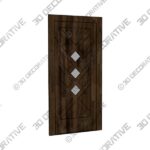 Diamond Mahogany 3 Lite Contemporary Modern Shaker Exterior Single Door - 3D Decorative