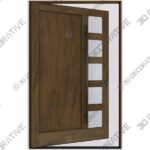 G102SQ-SH Mahogany Contemporary Modern Shaker Pivot Door - 3D Decorative