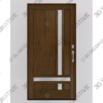 Boston Mahogany 4 Panel Slimlite Contemporary Modern Shaker Pivot Door - 3D Decorative