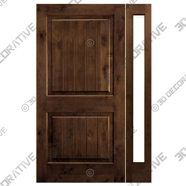 Knotty Alder Square Top Door, R-Sidelite, R-Handed, Provincial, 50"x80" - 3D Decorative