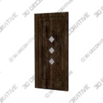 Diamond Mahogany 3 Lite Contemporary Modern Shaker Exterior Single Door - 3D Decorative