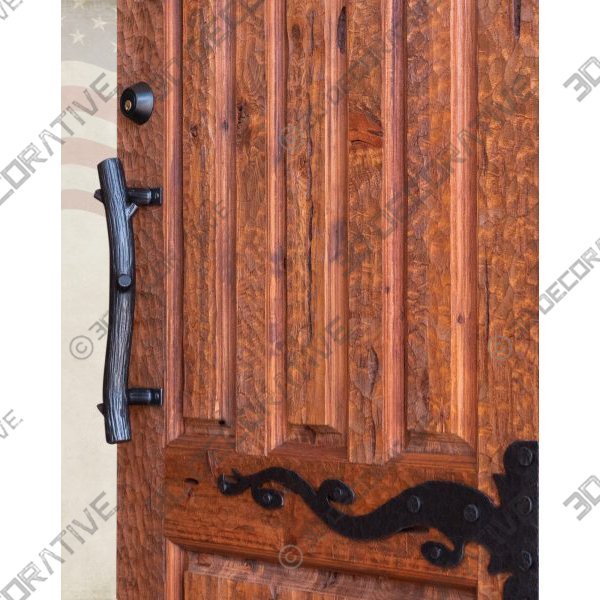 Flowing Chiseled Iron Straps: Handmade Wrought Iron Ornamental Hinge – HH1437