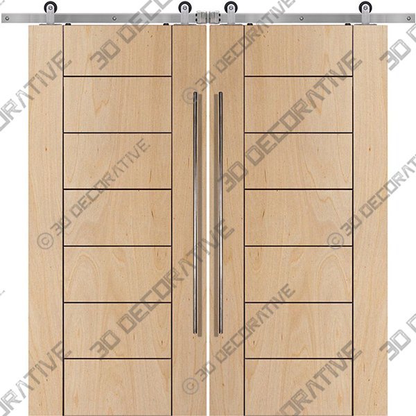 80″ Birch Brentwood Solid Contemporary Double Barn Door