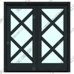 80″ Full Lite 7 Lite 3.5″ Designer SDL Phoenix Nova 90 Modern Smooth Fiberglass Direct Glazed Double Door - 3D Decorative