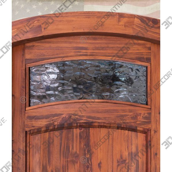 Arched Craftsman Entrance Door: Solid Wood, Water Glass Sidelight – AD6269 - 3D Decorative