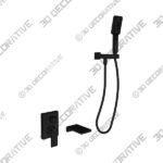 Wall Mount Waterfall Bathtub Faucets with Sprayer Tub