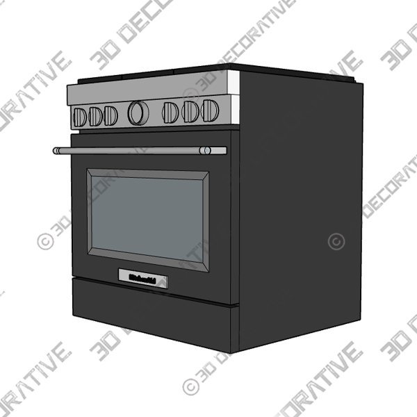 KitchenAid 36 in. 5.1 cu. ft. Smart Convection Oven Freestanding Dual Fuel Range with 6 Sealed Burners – Black - 3D Decorative