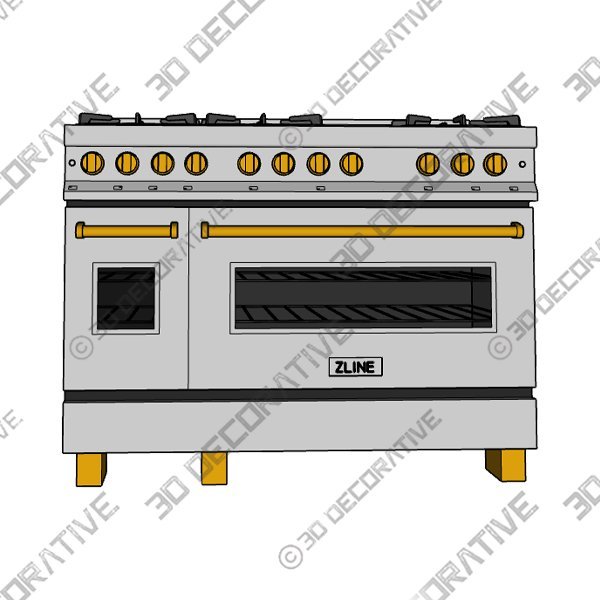 ZLINE Autograph 48 in. Range with Gas Burner - 3D Decorative