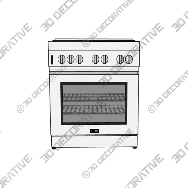 Beko 30″ 5.7 cu. ft. Convection Oven Freestanding Gas Range with 5 Sealed Burners – Stainless Steel - 3D Decorative