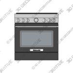 KitchenAid 36 in. 5.1 cu. ft. Smart Convection Oven Freestanding Dual Fuel Range with 6 Sealed Burners – Black - 3D Decorative