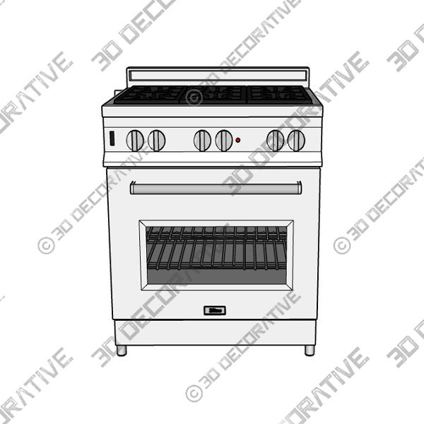 ZLINE 30 in. 4.0 cu. ft. Dual Fuel Range with Gas Stove - 3D Decorative