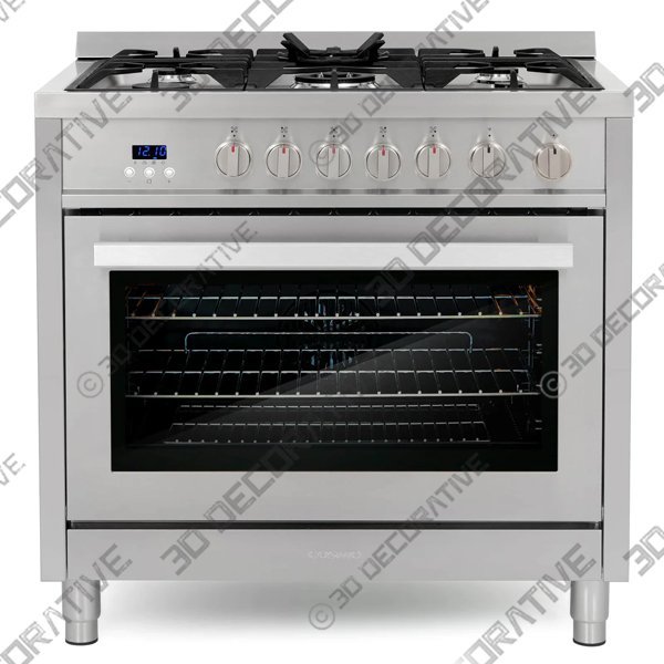 Cosmo 36-Inch 3.8 Cu. Ft. Single Oven Gas Range with 5 Burner Cooktop in Stainless Steel (COS-965AGFC)- 3D Decorative