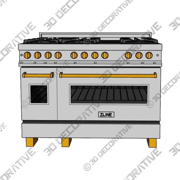 ZLINE Autograph 48 in. Range with Gas Burner - 3D Decorative