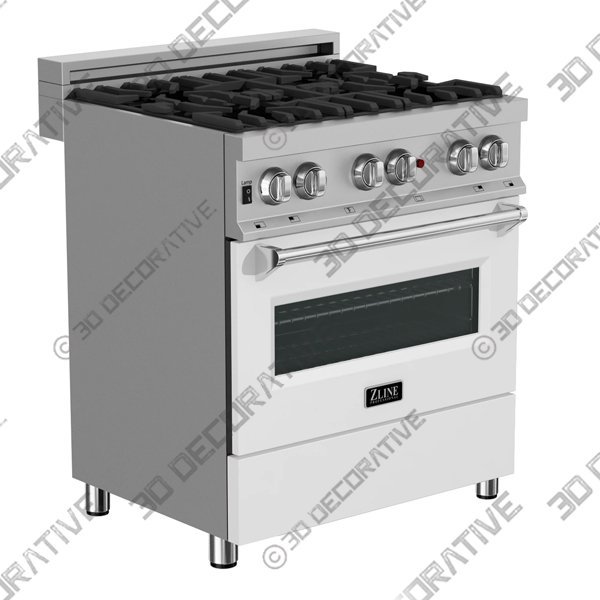 ZLINE 30 in. 4.0 cu. ft. Dual Fuel Range with Gas Stove - 3D Decorative