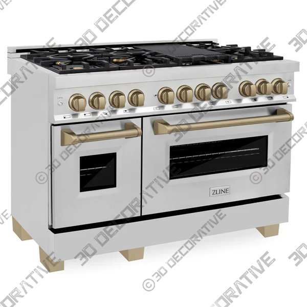 ZLINE Autograph 48 in. Range with Gas Burner - 3D Decorative