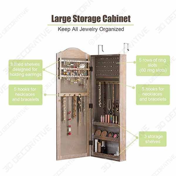 Giantex Jewelry Armoire Cabinet WallDoor Mounted with Mirror - 3D Decorative