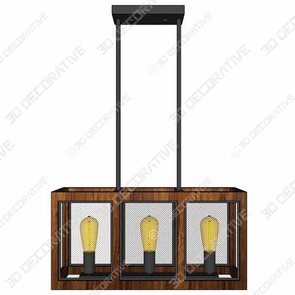 Giluta Rectangle Wood Chandelier Farmhouse Rustic Chandelier Pendant Light - Sketchup Modeling for 2020 Design