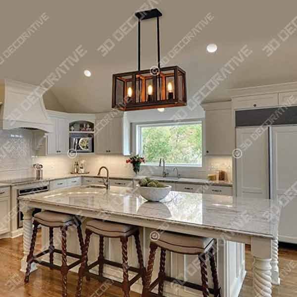 Giluta Rectangle Wood Chandelier Farmhouse Rustic Chandelier Pendant Light - Sketchup Modeling for 2020 Design