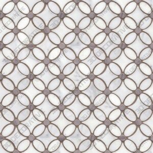 Gray and White Flower Marble Mosaic Tile