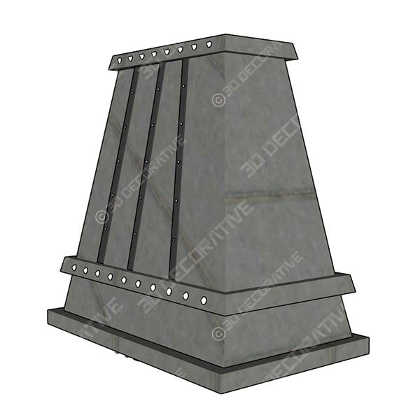 Hand Crafted Mottled Zinc Range Hood,36″ - 3D Decorative