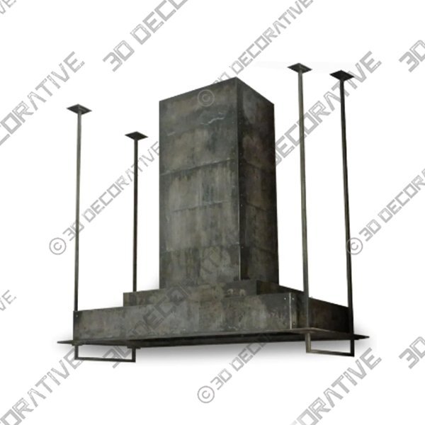 Kitchen Island Custom Zinc Vent Hood - 3D Decorative