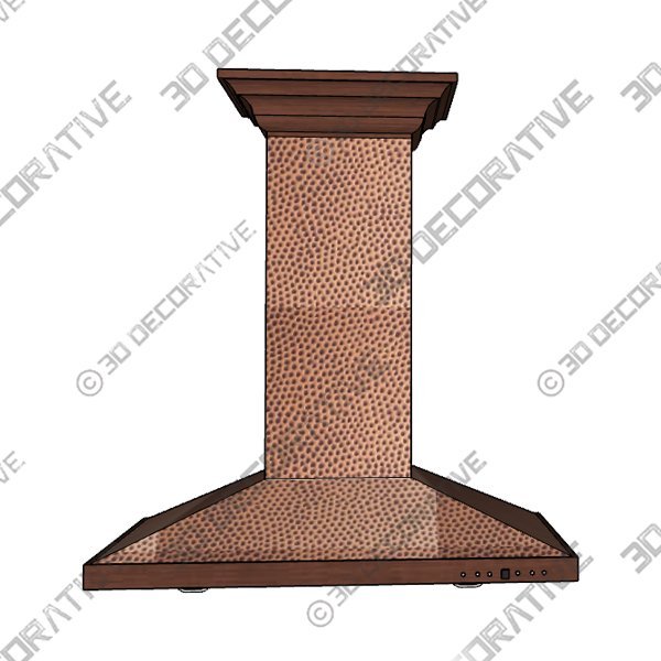 ZLINE 30 in. Designer Series Hand Hammered Copper Island Mount Range Hood (8GL2Hi-30) - 3D Decorative