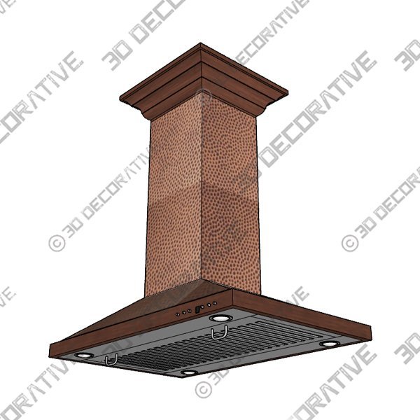 ZLINE 30 in. Designer Series Hand Hammered Copper Island Mount Range Hood (8GL2Hi-30) - 3D Decorative