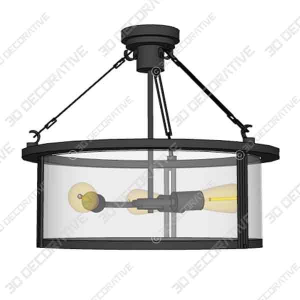 Industrial Semi Flush Mount Ceiling Light - 3D Kitchen Models for 2020 Design - 3D Decorative