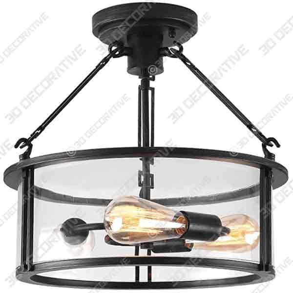 Industrial Semi Flush Mount Ceiling Light - 3D Kitchen Models for 2020 Design - 3D Decorative