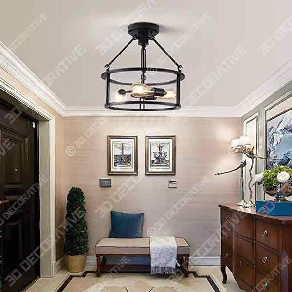 Industrial Semi Flush Mount Ceiling Light - 3D Kitchen Models for 2020 Design - 3D Decorative