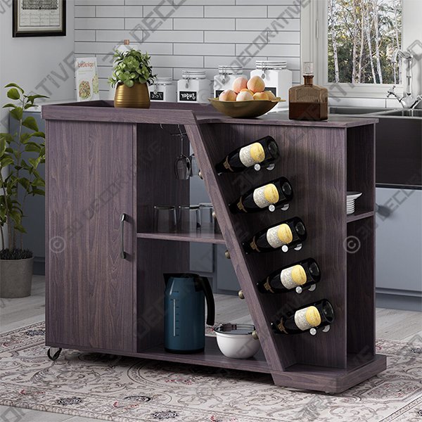 WF290 Espresso Kitchen Island - 3D Decorative