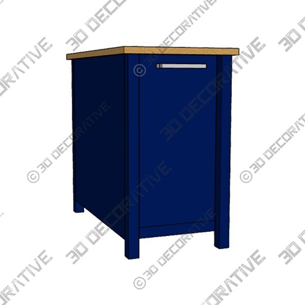 Tristan Navy Kitchen Island - 3D Decorative