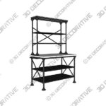 Madeleine Black Kitchen Island with Hutch - 3D Decorative