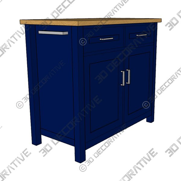 Tristan Navy Kitchen Island - 3D Decorative